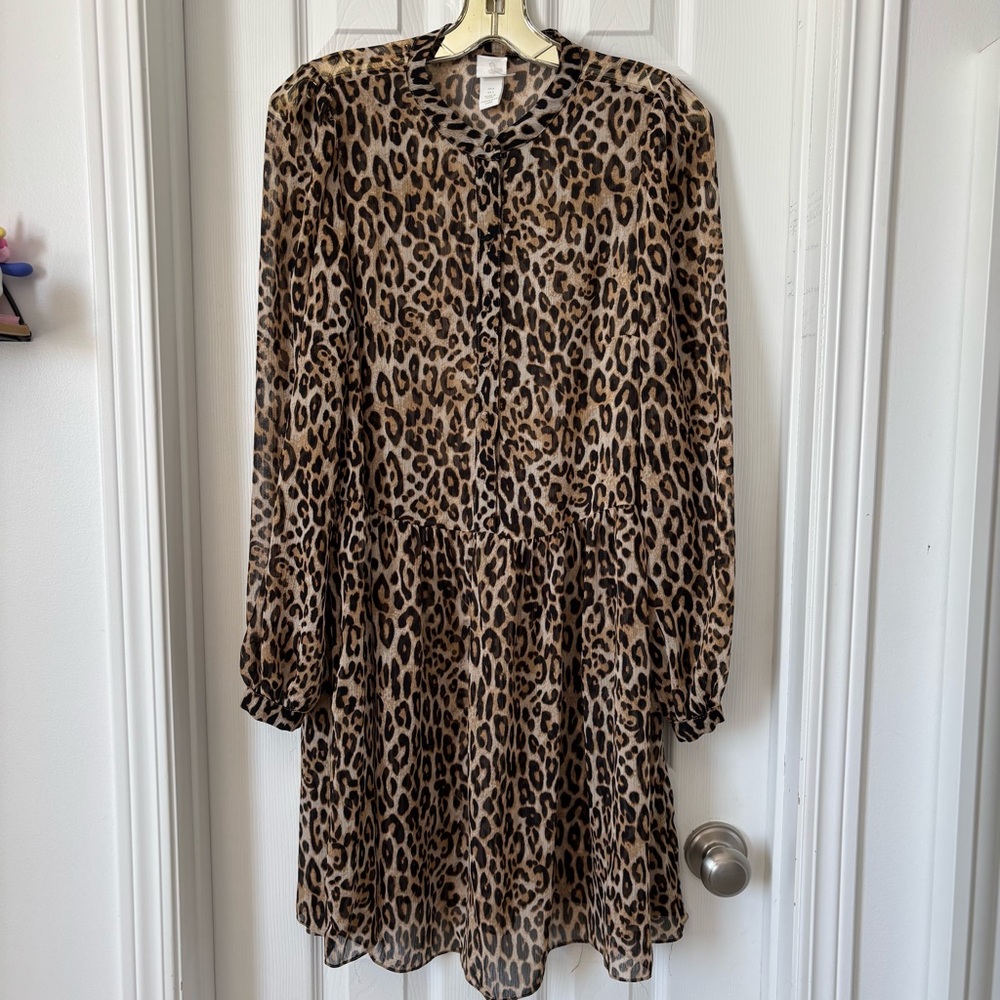 H&M Leopard Print Button-Front Dress - Tan/Black